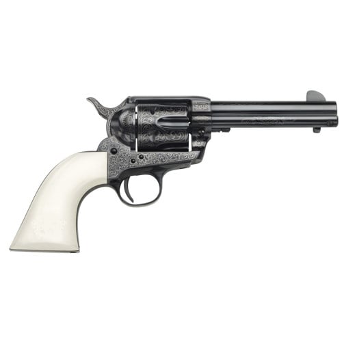 TAYLORS AND COMPANY Outlaw Legacy 357 Mag 4.75" 6rd Revolver - Blued Engraving / Ivory for sale at KYGUNCO.