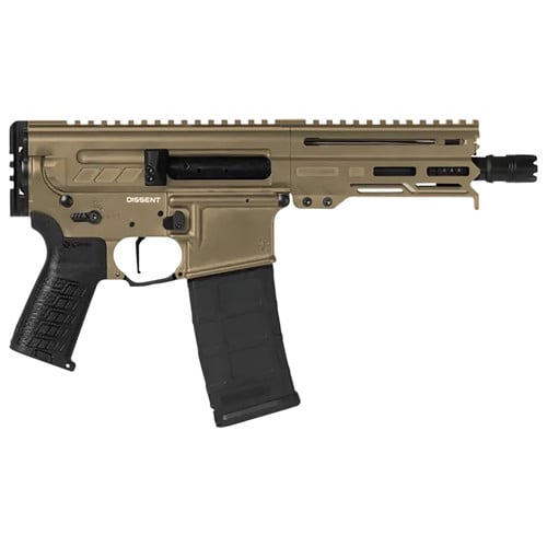 CMMG Dissent MK4 5.7x28mm 6.5" 32rd Pistol w/ Threaded Barrel - M-LOK - Tan for sale at KYGUNCO.