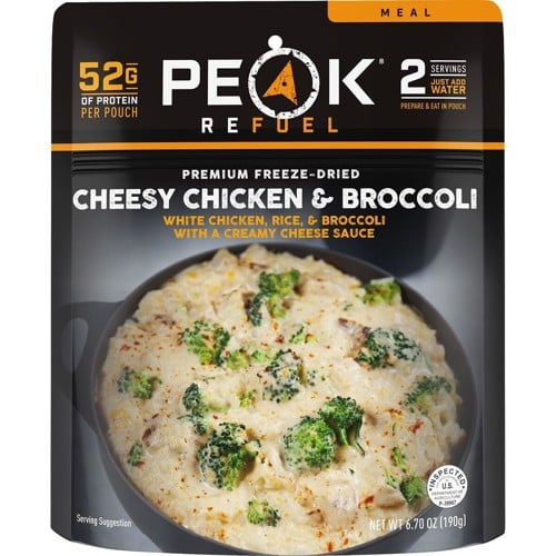 PEAK REFUEL Cheesy Chicken & Broccoli Premium Freeze-Dried Camp Meal - 2 Servings for sale at KYGUNCO.