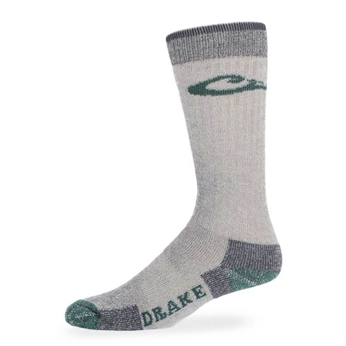 DRAKE Mens Merino Wood Crew Socks Grey/Green for sale at KYGUNCO.