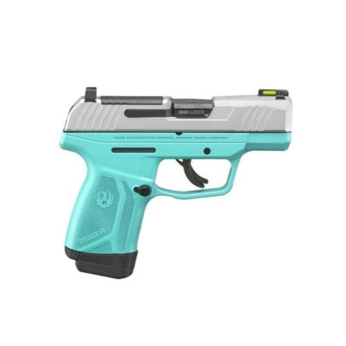 RUGER MAX-9 9mm 3.2" 10/12rd Optic Ready Pistol w/ Fiber Optic Sights - Turquoise / Stainless for sale at KYGUNCO.