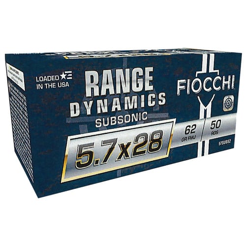 FIOCCHI Range Dynamics Subsonic 5.7x28mm 62gr FMJ Ammunition | 50 Rounds