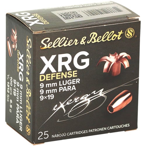 SELLIER BELLOT XRG Defense 9mm 100gr Solid Copper Hollow Point Ammunition | 25 Rounds for sale at KYGUNCO.