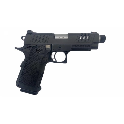 STACCATO C2 9mm 4.5" Threaded Barrel 16rd Curved Trigger - Black for sale at KYGUNCO.