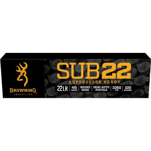 BROWNING AMMO 22 LR Sub-22 Blackened LRN Subsonic 45Gr 100rd for sale at KYGUNCO.