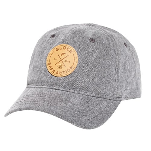 GLOCK Safe Action Patch Hat Distressed Gray Denim for sale at KYGUNCO.