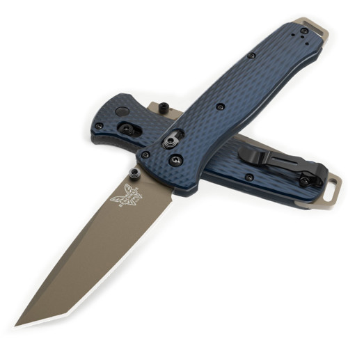 BENCHMADE 537FE-02 Bailout AXIS Folding Knife 3.38" FDE Tanto Plain Blade - Crater Blue Handles for sale at KYGUNCO.