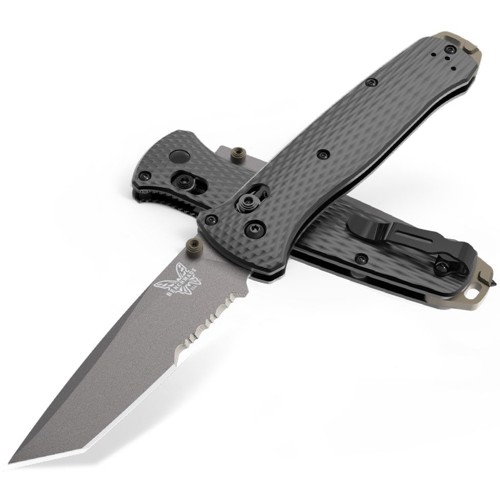 BENCHMADE 537SGY-03 Bailout AXIS Folding Knife 3.38" Tanto Combo Blade - Black Aluminum Handles for sale at KYGUNCO.