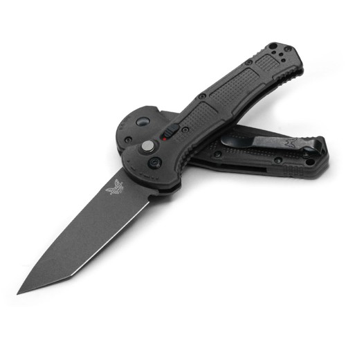 BENCHMADE 9071BK Claymore AUTO Folding Knife 3.6" Tanto Plain Blade - Black Grivory Handles for sale at KYGUNCO.