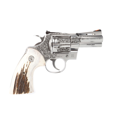 COLT Python 357 Mag 3" 6rd Revolver - Tyler Gun Works Engraving / American Elk Stag Grips for sale at KYGUNCO.