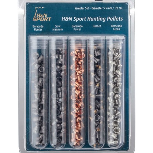 H&N PELLETS Hunting Sampler Type II 22 Caliber Container of 155 for sale at KYGUNCO.