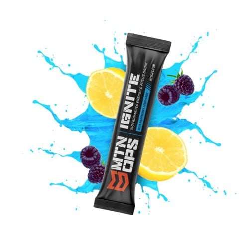 MTN OPS Ignite Sampler Single-Use Pack Energy & Focus Drink - Blue Raseberry for sale at KYGUNCO.