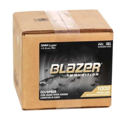 BLAZER AMMO 9mm 115Gr FMJ Brass 1000rd Loose Ammunition for sale at KYGUNCO.