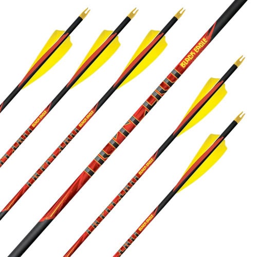 BLACK EAGLE ARCHERY Outlaw Feather Fletched Arrows - .005" 6 Pack - 350 Spine for sale at KYGUNCO.