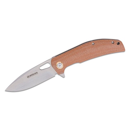 BOKER Magnum Toxicofera Flipper Knife 3.46" Drop Point Blade - Brown Micarta Handles for sale at KYGUNCO.