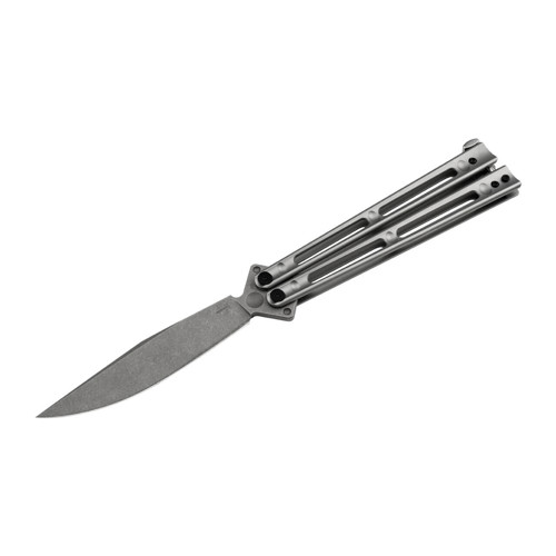 BOKER PLUS Papillon Butterfly Knife 4.25" Clip Point Blade - Stainless Steel Handle for sale at KYGUNCO.