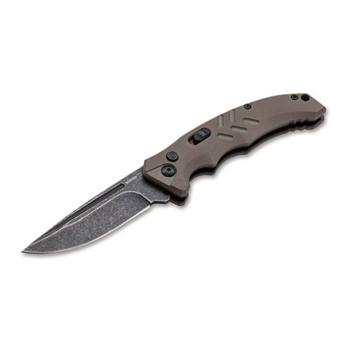 BOKER PLUS Intention II Auto Folding Knife 3.15" Stonewash Drop Point Blade - Coyote G10 Handles for sale at KYGUNCO.