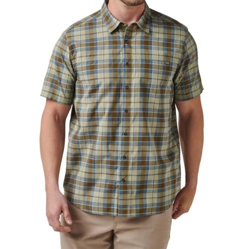 5.11 TACTICAL Wyatt Short Sleeve Plaid Shirt - Field Green for sale at KYGUNCO.