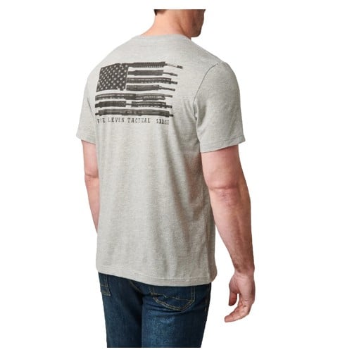 5.11 TACTICAL USA Flag Barrel Banner T-Shirt - Heather Gray for sale at KYGUNCO.