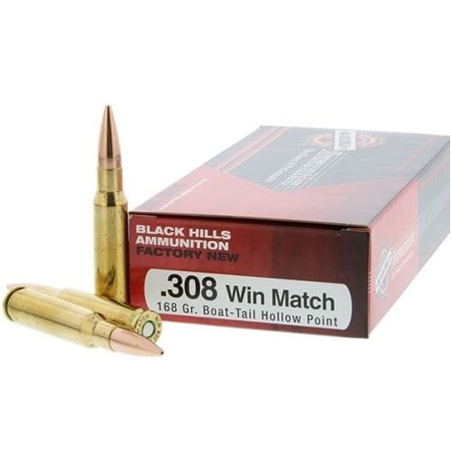 BLACK HILLS AMMUNITION 308 Win 168 Gr Match Hollow Point Brass Ammunition | 20 Rounds for sale at KYGUNCO.