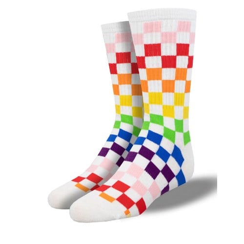 SOCKSMITH Kid's Check Me Out Athletic Crew Sock - White / Multi-Color for sale at KYGUNCO.