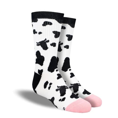 SOCKSMITH Kid's Steer / Cow Hide Athletic Crew Sock - White / Pink / Black for sale at KYGUNCO.