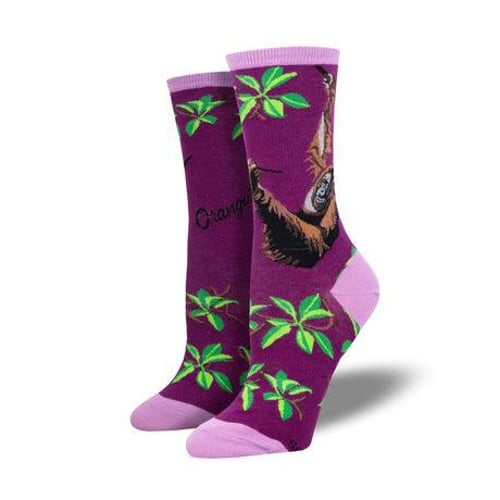 SOCKSMITH Women's Orangutan Crew Sock - Purple for sale at KYGUNCO.