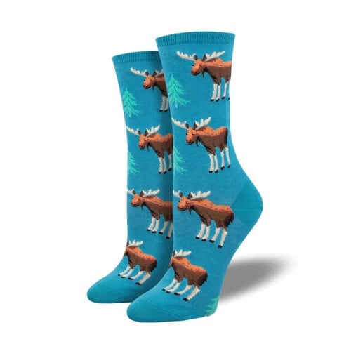SOCKSMITH Moose And A Spruce Crew Sock - Teal for sale at KYGUNCO.