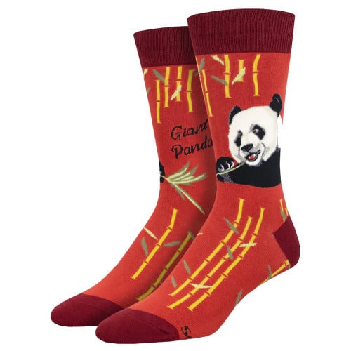 SOCKSMITH "Giant Panda" Crew Sock - Red for sale at KYGUNCO.
