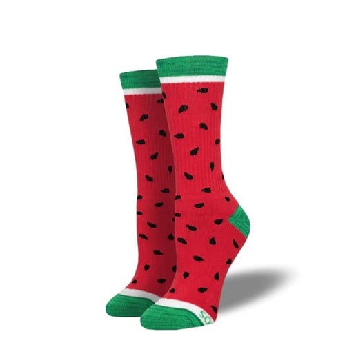SOCKSMITH Watermelon Summer Athletic Crew Sock - Red / Green for sale at KYGUNCO.