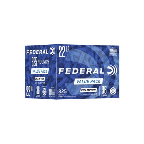 FEDERAL AMMO Champion Value Pack 22LR 36gr Lead Hollow Point Ammunition | 325 Rounds for sale at KYGUNCO.