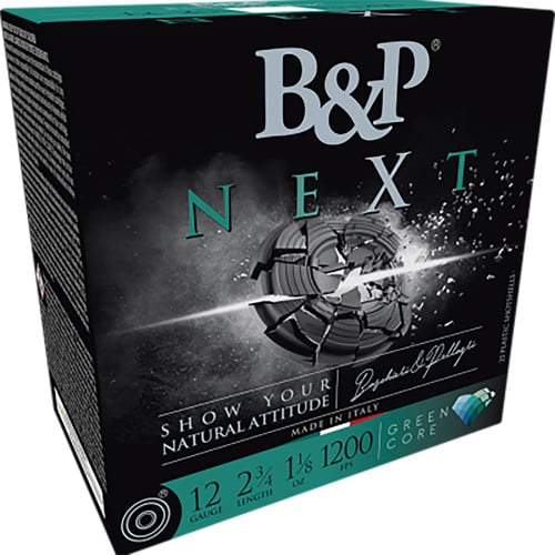 B&P AMMO 12Ga Next 1-1/8 oz Green Core 8 Shot 25rd for sale at KYGUNCO.