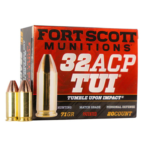 FORT SCOTT MUNITIONS Tumble Upon Impact 32 ACP 71gr Ammunition | 20 Rounds