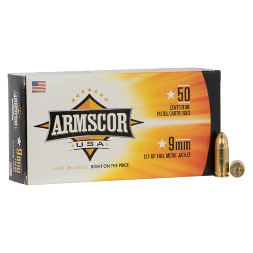 ARMSCOR USA Competition 9mm 124gr Full Metal Jacket Ammunition | 50 Rounds for sale at KYGUNCO.