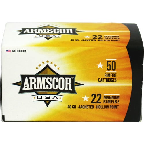 ARMSCOR 22 WMR 40Gr Jacketed Hollow Point Ammunition | 50 Rounds for sale at KYGUNCO.