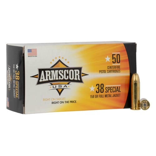 ARMSCOR 38 Special 158Gr Full Metal Jacket Brass Ammunition | 50 Rounds for sale at KYGUNCO.