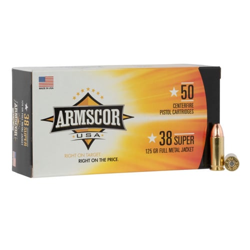ARMSCOR 38 Super 125gr Full Metal Jacket Ammunition | 50 Rounds for sale at KYGUNCO.