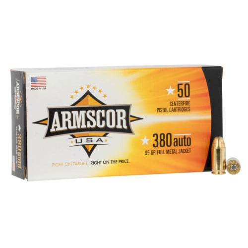 ARMSCOR 380 ACP 95gr Full Metal Jacket Ammunition | 50 Rounds for sale at KYGUNCO.