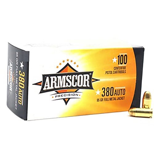 ARMSCOR 380 ACP 95gr Full Metal Jacket Ammunition | 100 Rounds for sale at KYGUNCO.