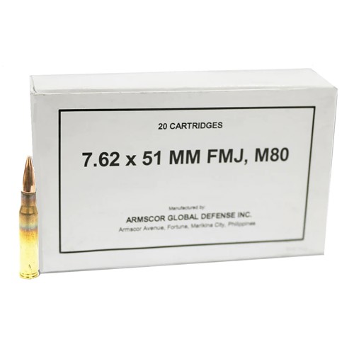 ARMSCOR 7.62x51 NATO M80 147Gr FMJ 20rd for sale at KYGUNCO.