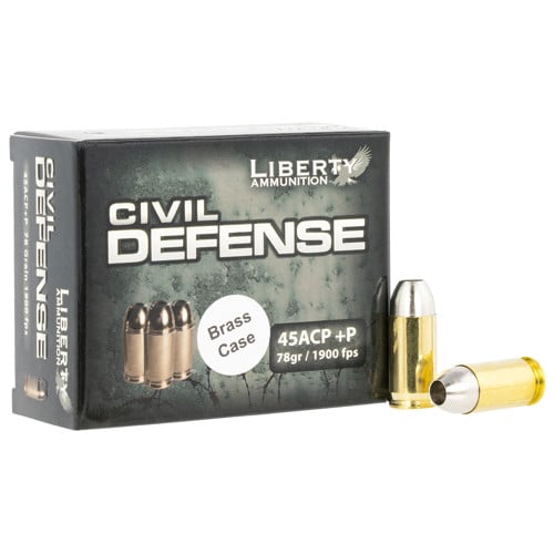 LIBERTY AMMUNITION Civil Defense 45 ACP +P 78gr Lead-Free Fragmenting Hollow Point Ammunition for sale at KYGUNCO.