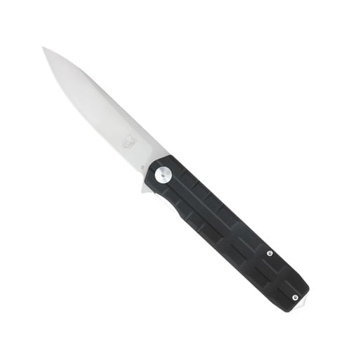 COBRATEC Kuzio Folding Knife 3.125" Stonewashed Drop Point Blade | Black G10 Handles for sale at KYGUNCO.