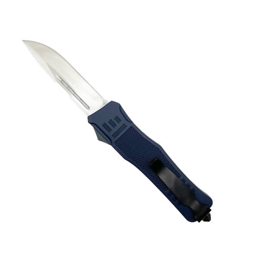 MASTER CUTLERY Out the Front Knife 3.5" Stainless Drop Point Blade | Blue Handles for sale at KYGUNCO.