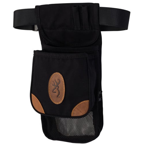 BROWNING Lona Deluxe Shell Pouch Black/Brown Canvas/Leather for sale at KYGUNCO.