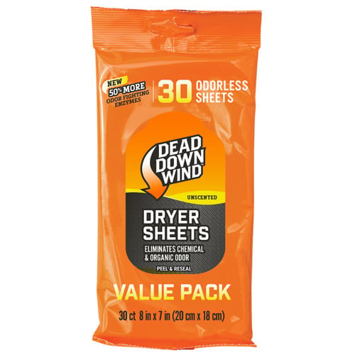 DEAD DOWN WIND Dryer Sheets Cover Scent Natural Woods 30pk for sale at KYGUNCO.