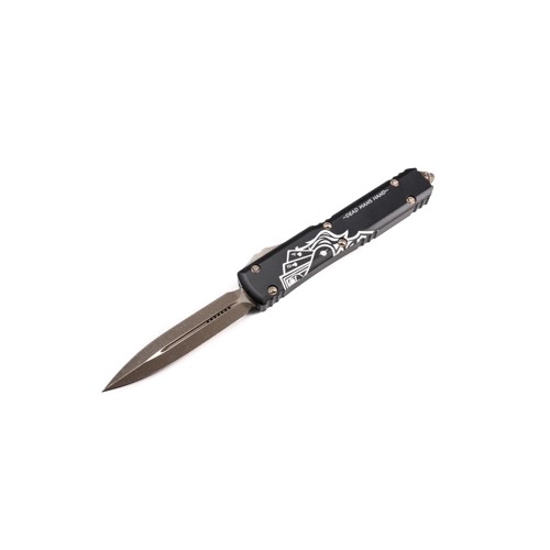 MICROTECH KNIVES Ultratech Dead Man's Hand 3.44" Double Edge Dagger | Black Aluminum Handles for sale at KYGUNCO.