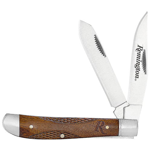 REMINGTON Woodland Trapper SS Blade Brown wRem Logo Wood for sale at KYGUNCO.