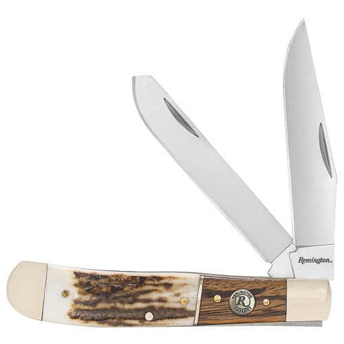 REMINGTON Guide Trapper SS Blade Brn/Wht/Slvr Stag Bone/Nckl for sale at KYGUNCO.