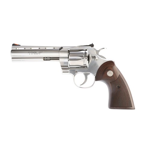COLT Python 357 Mag / 38 Special 5" 6rd Revolver - Stainless | Walnut Colt Medallion Grips for sale at KYGUNCO.
