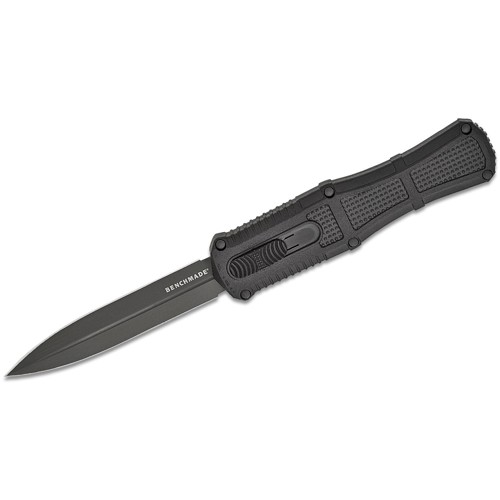 BENCHMADE Claymore Auto OTF Knife 3.89" Smoke Gray Double Edge Dagger Blade | Black Grivory Handles for sale at KYGUNCO.